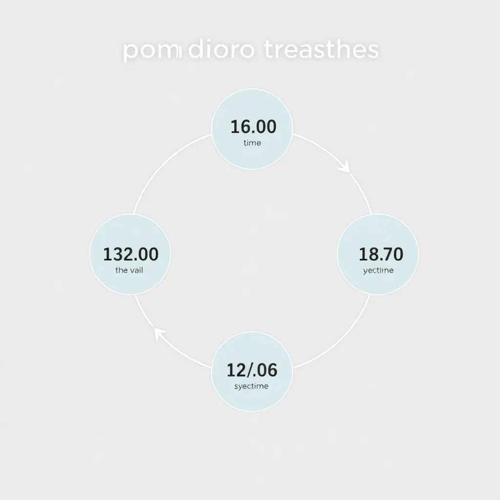 Schéma zobrazujúca cyklus Pomodoro techniky s časovými intervalmi