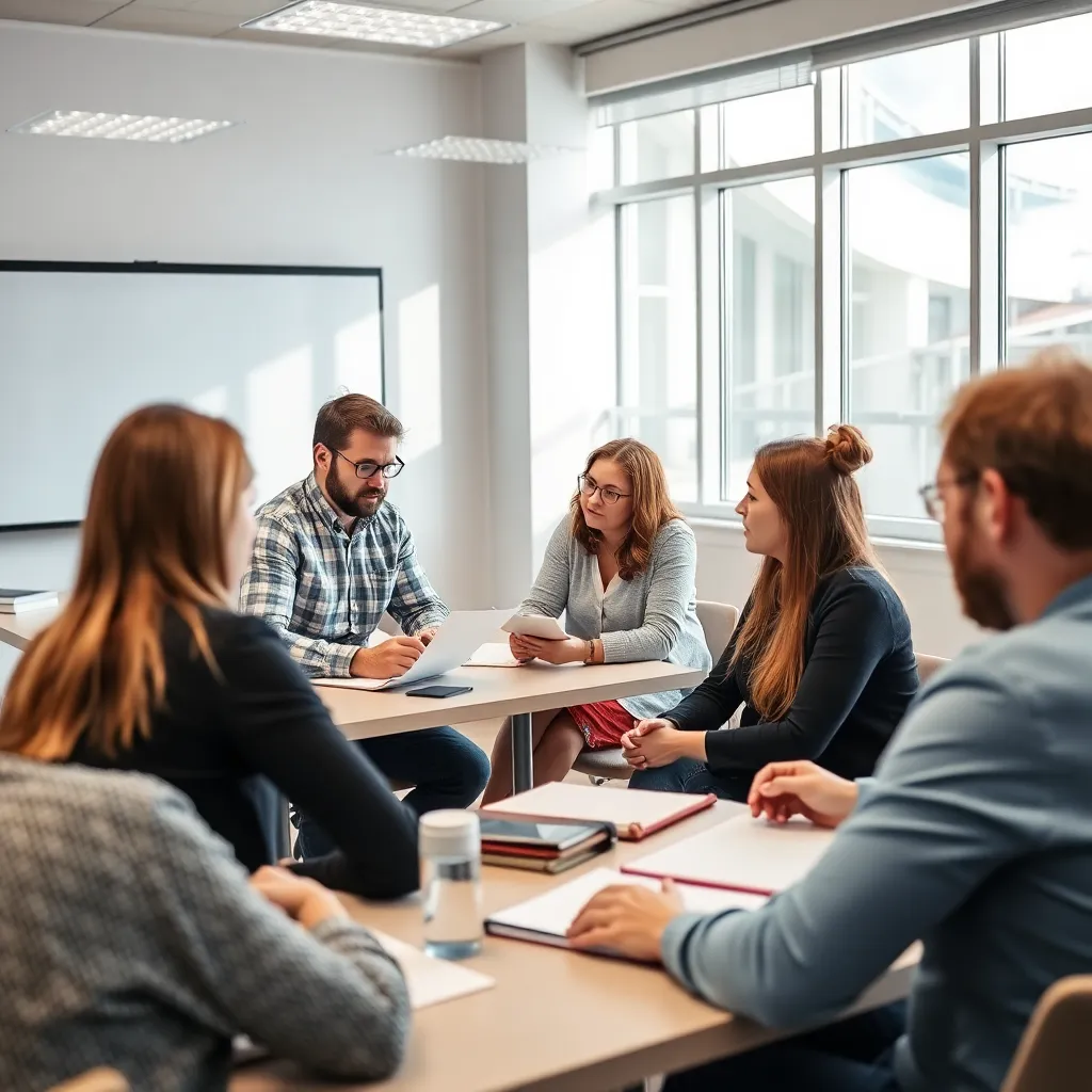 Účastníci workshopu diskutujúci o technikách časového manažmentu